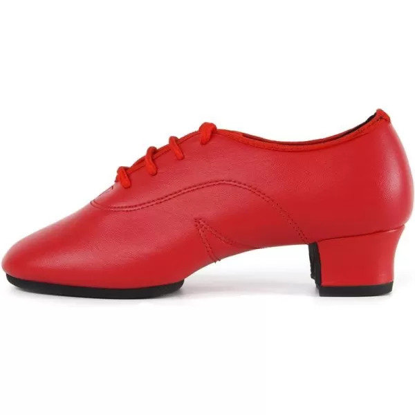 JUODVMP Laceup Professional Latin Dance Shoes Ballroom Modern Jazz Tango Waltz Salsa Leather Shoes for Men Low HeelModel WLL5182Red2j35cm Heelswll5182