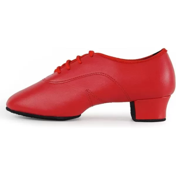 JUODVMP Laceup Professional Latin Dance Shoes Ballroom Modern Jazz Tango Waltz Salsa Leather Shoes for Men Low HeelModel WLL5182Red2m35cm Heelswll5182