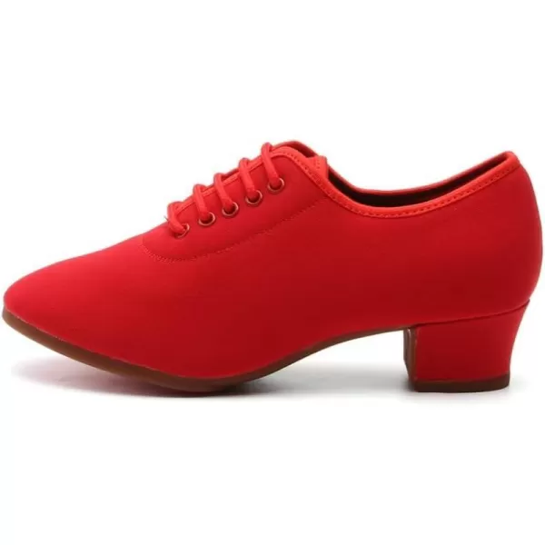 JUODVMP Men amp Women Ballroom Dance Shoes Laceup Latin Modern Salsa Dance Practice Teaching Performance Model 601Red Rubber Full Sole 35 Cmnjbzb