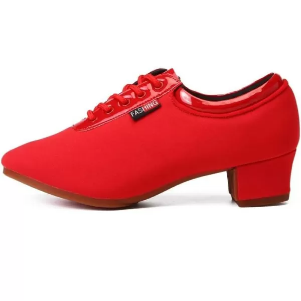 JUODVMP Men amp Women Ballroom Dance Shoes Laceup Latin Modern Salsa Dance Practice Teaching Performance Model 601Red Rubber Full Sole 35 Cmzb601