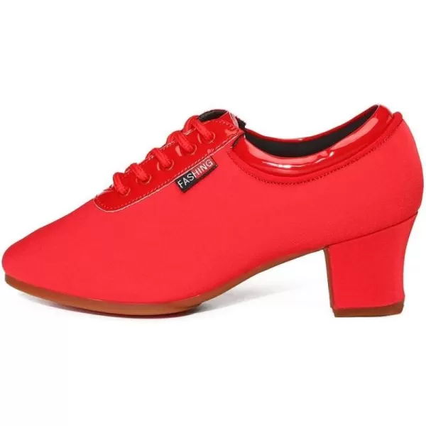 JUODVMP Men amp Women Ballroom Dance Shoes Laceup Latin Modern Salsa Dance Practice Teaching Performance Model 601Red Rubber Full Sole 5 Cmzb601