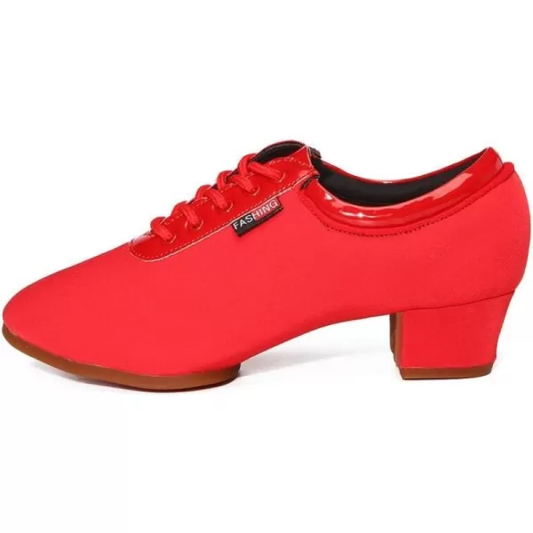 JUODVMP Men amp Women Ballroom Dance Shoes Laceup Latin Modern Salsa Dance Practice Teaching Performance Model 601Red Rubber Split Sole 35 Cm601