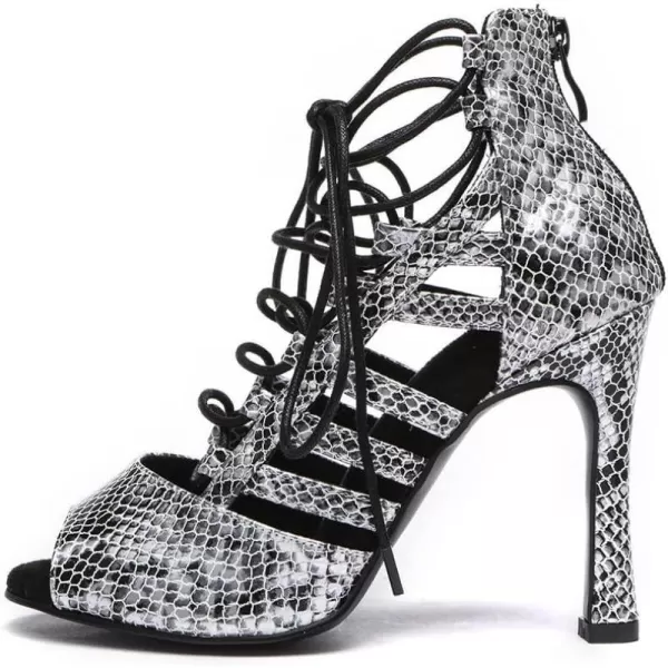 JUODVMP Women Latin Dance Shoes Crossstrap Stiletto Heel Opentoe Ballroom ChaCha Dance Shoes Model YCL552Ycl552silver4 Heelzg23349r