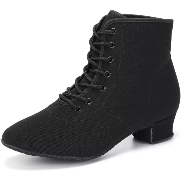 JUODVMP Women amp Men Latin Ballroom Dance Shoes Practice with Laceup Teaching Performance Modern Salsa Dancing BootsModel LHDGBNJB13heelblacksuede Sole