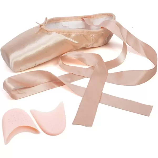 JUODVMP Ballet Pointe Shoes for Girls and Women SatinCanvas Professional Ballet Dance Shoes with Ribbon and Toe PadsModel TJZJBLPink