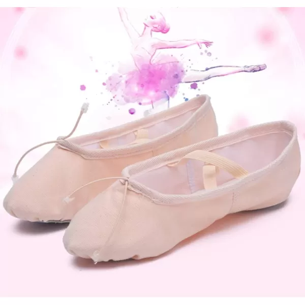 JUODVMP Ballet Shoes Girls Canvas Ballet Slipper Ballet Shoe Yoga Dance Shoe for KidsModel CMJJPSZBLPink