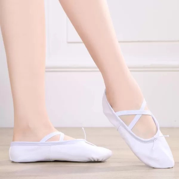 JUODVMP Ballet Shoes Girls Canvas Ballet Slipper Ballet Shoe Yoga Dance Shoe for KidsModel CMJJPSZBLWhite