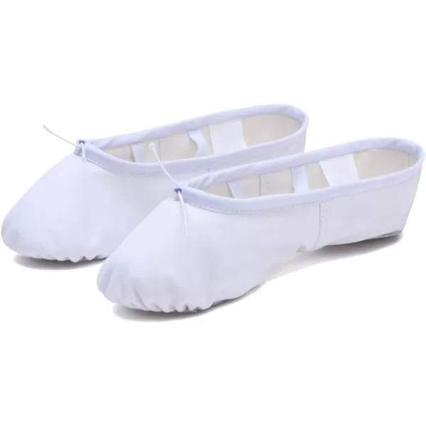 JUODVMP Ballet Shoes Girls Canvas Ballet Slipper Ballet Shoe Yoga Dance Shoe for KidsModel CMJJPSZBLWhite