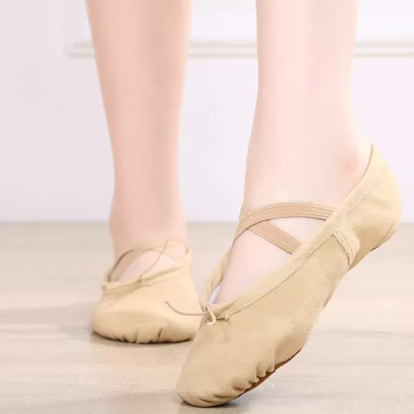 JUODVMP Ballet Shoes Girls Canvas Ballet Slipper Ballet Shoe Yoga Dance Shoe for KidsModel CMJJPSZBLYellow