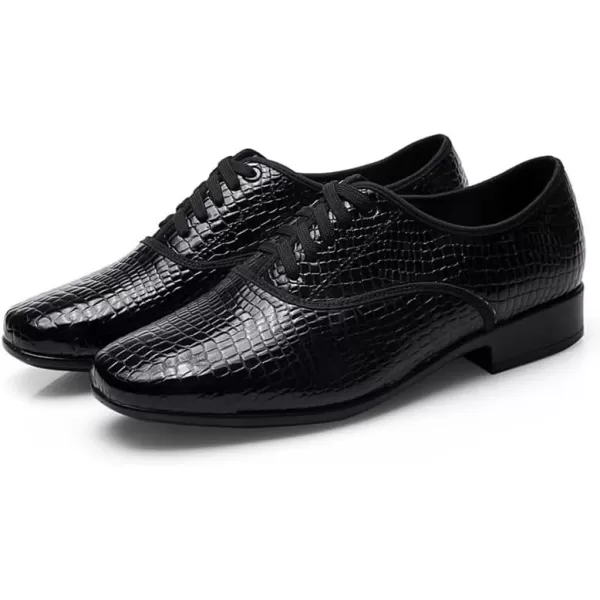 JUODVMP Mens Latin Dance Shoes Breathable 1 Standard Heel Leather Ballroom Tango Dancing Shoes Model 401Blacklhdstwrubber Sole