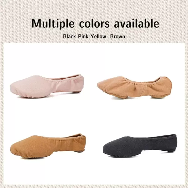 JUODVMP Stretch Canvas Ballet Shoes for GirlsToddlersKidsWomen Ballet Slippers Ballet Flats Yoga Dance ShoesModel TJBLBlack