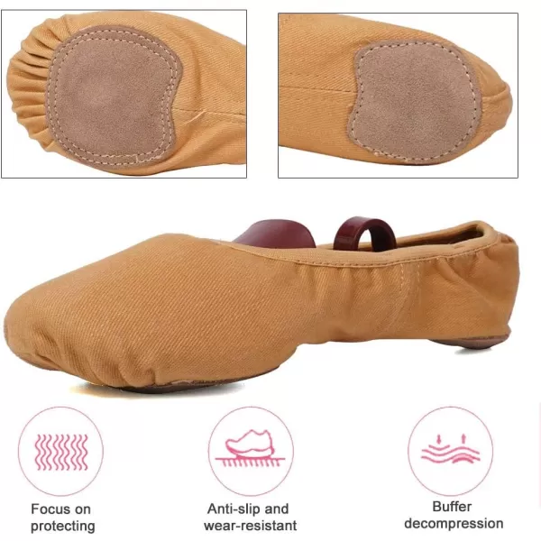 JUODVMP Stretch Canvas Ballet Shoes for GirlsToddlersKidsWomen Ballet Slippers Ballet Flats Yoga Dance ShoesModel TJBLYellow