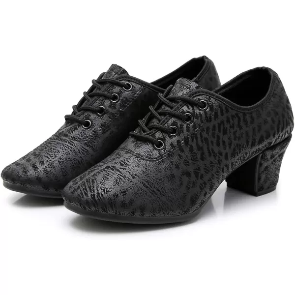 JUODVMP Women amp Men Latin Dance Shoes Practice Tie Up Closed Toe Standard Ballroom Teaching Performance Dance ShoesModel LHDNJBBlack2j52801hah