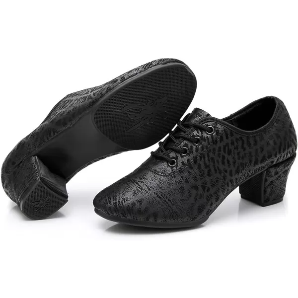 JUODVMP Women amp Men Latin Dance Shoes Practice Tie Up Closed Toe Standard Ballroom Teaching Performance Dance ShoesModel LHDNJBBlack2j52801hah