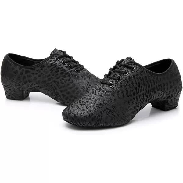 JUODVMP Women amp Men Latin Dance Shoes Practice Tie Up Closed Toe Standard Ballroom Teaching Performance Dance ShoesModel LHDNJBBlack2m352801hah