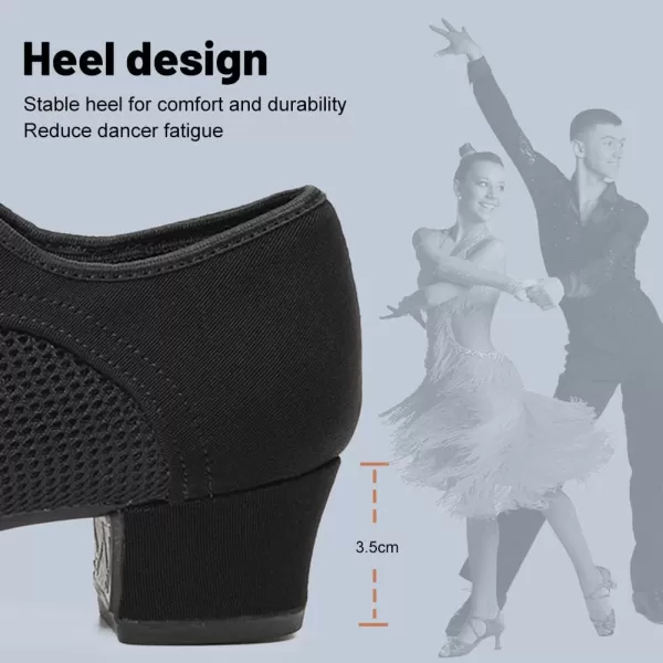 JUODVMP Women amp Men Latin Dance Shoes Practice Tie Up Closed Toe Standard Ballroom Teaching Performance Dance ShoesModel LHDNJBBlack35cmrubber Full Sole2805