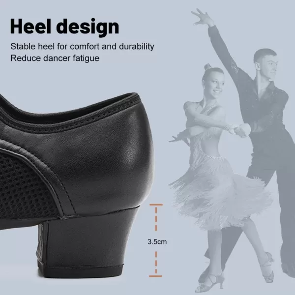 JUODVMP Women amp Men Latin Dance Shoes Practice Tie Up Closed Toe Standard Ballroom Teaching Performance Dance ShoesModel LHDNJBBlack35cmrubber Full Sole2801gw