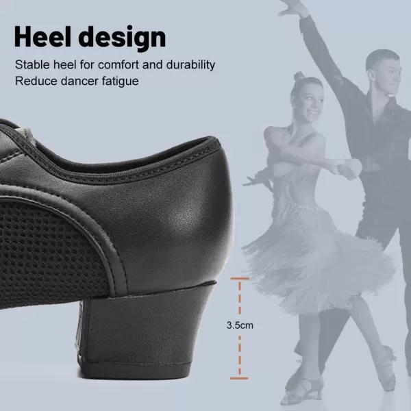 JUODVMP Women amp Men Latin Dance Shoes Practice Tie Up Closed Toe Standard Ballroom Teaching Performance Dance ShoesModel LHDNJBBlack35cmrubber Split Sole2801gw