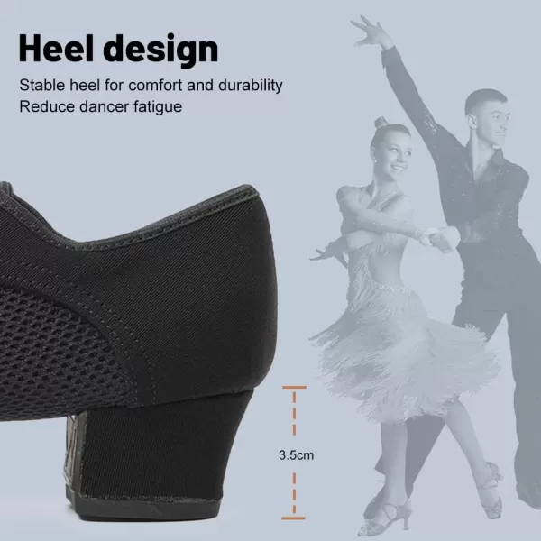 JUODVMP Women amp Men Latin Dance Shoes Practice Tie Up Closed Toe Standard Ballroom Teaching Performance Dance ShoesModel LHDNJBBlack35cmrubber Split Sole2805