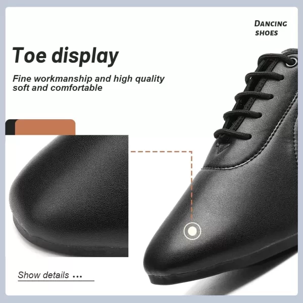 JUODVMP Women amp Men Latin Dance Shoes Practice Tie Up Closed Toe Standard Ballroom Teaching Performance Dance ShoesModel LHDNJBBlack35cmrubber Split Sole2801gw