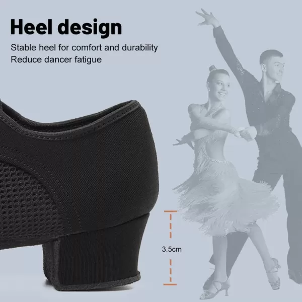 JUODVMP Women amp Men Latin Dance Shoes Practice Tie Up Closed Toe Standard Ballroom Teaching Performance Dance ShoesModel LHDNJBBlack35cmsuede Full Sole2805