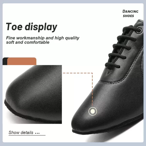 JUODVMP Women amp Men Latin Dance Shoes Practice Tie Up Closed Toe Standard Ballroom Teaching Performance Dance ShoesModel LHDNJBBlack35cmsuede Full Sole2801gw