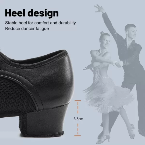 JUODVMP Women amp Men Latin Dance Shoes Practice Tie Up Closed Toe Standard Ballroom Teaching Performance Dance ShoesModel LHDNJBBlack35cmsuede Full Sole2801gw