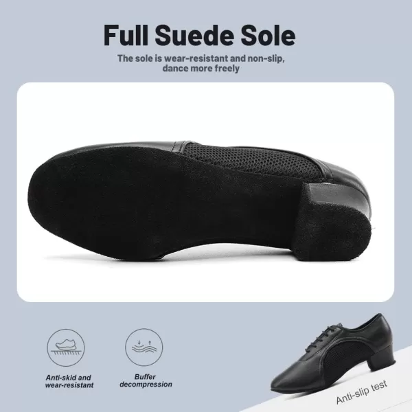 JUODVMP Women amp Men Latin Dance Shoes Practice Tie Up Closed Toe Standard Ballroom Teaching Performance Dance ShoesModel LHDNJBBlack35cmsuede Full Sole2801gw