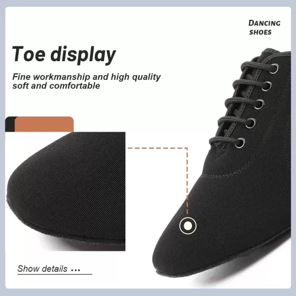 JUODVMP Women amp Men Latin Dance Shoes Practice Tie Up Closed Toe Standard Ballroom Teaching Performance Dance ShoesModel LHDNJBBlack35cmsuede Full Sole2805