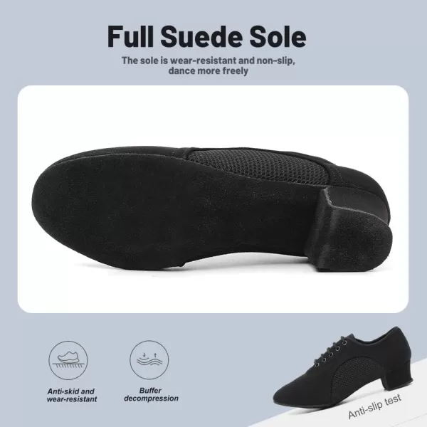 JUODVMP Women amp Men Latin Dance Shoes Practice Tie Up Closed Toe Standard Ballroom Teaching Performance Dance ShoesModel LHDNJBBlack35cmsuede Full Sole2805