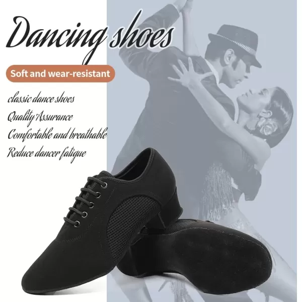 JUODVMP Women amp Men Latin Dance Shoes Practice Tie Up Closed Toe Standard Ballroom Teaching Performance Dance ShoesModel LHDNJBBlack35cmsuede Full Sole2805