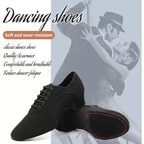 JUODVMP Women amp Men Latin Dance Shoes Practice Tie Up Closed Toe Standard Ballroom Teaching Performance Dance ShoesModel LHDNJBBlack35cmsuede Split Sole2805