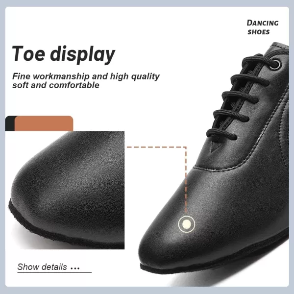 JUODVMP Women amp Men Latin Dance Shoes Practice Tie Up Closed Toe Standard Ballroom Teaching Performance Dance ShoesModel LHDNJBBlack35cmsuede Split Sole2801gw