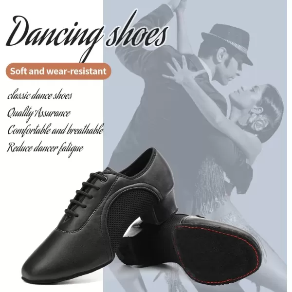 JUODVMP Women amp Men Latin Dance Shoes Practice Tie Up Closed Toe Standard Ballroom Teaching Performance Dance ShoesModel LHDNJBBlack35cmsuede Split Sole2801gw