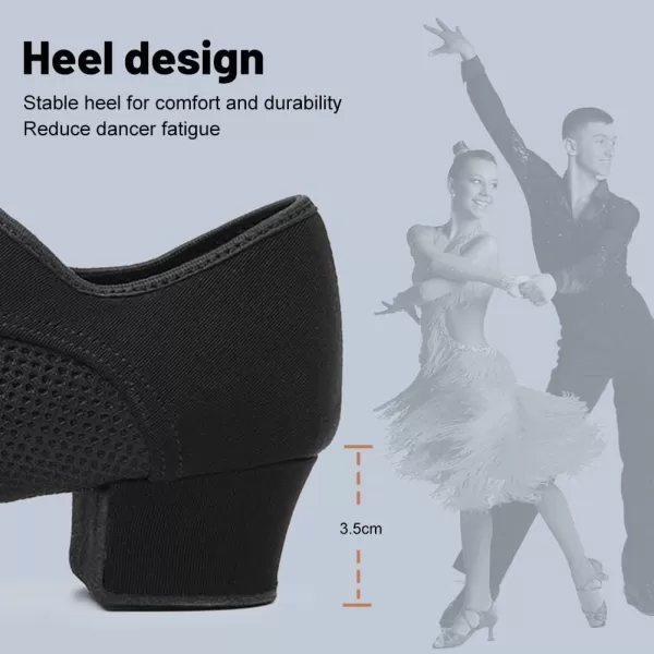 JUODVMP Women amp Men Latin Dance Shoes Practice Tie Up Closed Toe Standard Ballroom Teaching Performance Dance ShoesModel LHDNJBBlack35cmsuede Split Sole2805