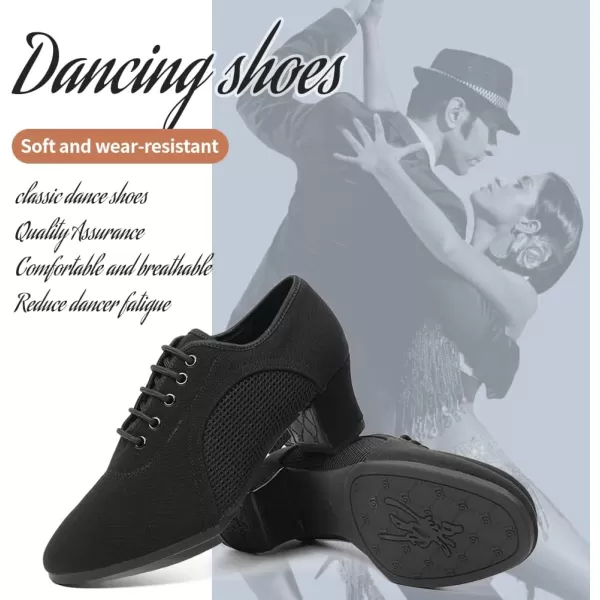 JUODVMP Women amp Men Latin Dance Shoes Practice Tie Up Closed Toe Standard Ballroom Teaching Performance Dance ShoesModel LHDNJBBlack5cmrubber Full Sole2805