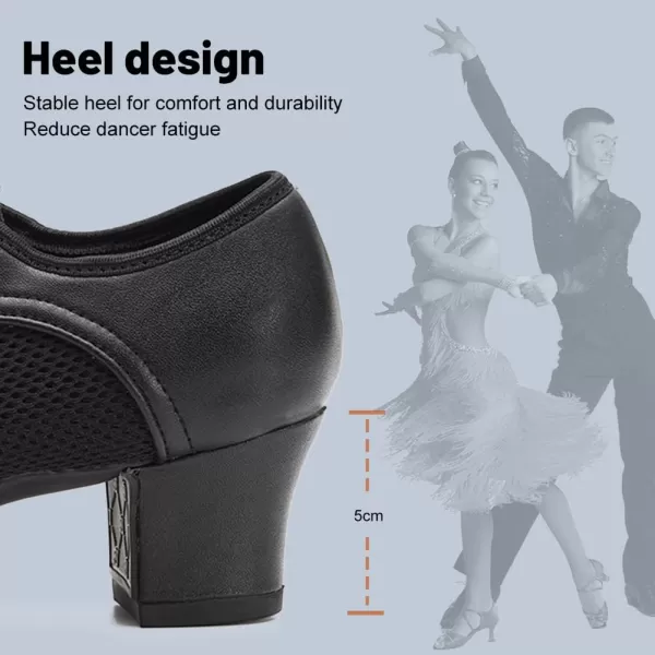 JUODVMP Women amp Men Latin Dance Shoes Practice Tie Up Closed Toe Standard Ballroom Teaching Performance Dance ShoesModel LHDNJBBlack5cmrubber Full Sole2801gw