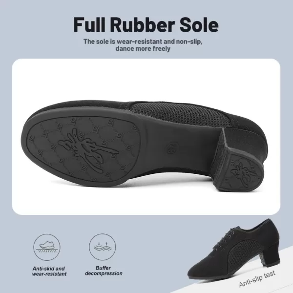 JUODVMP Women amp Men Latin Dance Shoes Practice Tie Up Closed Toe Standard Ballroom Teaching Performance Dance ShoesModel LHDNJBBlack5cmrubber Full Sole2805