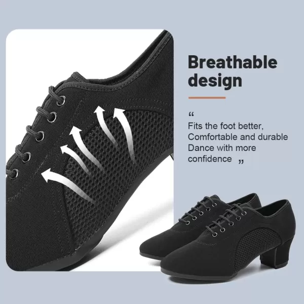 JUODVMP Women amp Men Latin Dance Shoes Practice Tie Up Closed Toe Standard Ballroom Teaching Performance Dance ShoesModel LHDNJBBlack5cmrubber Full Sole2805