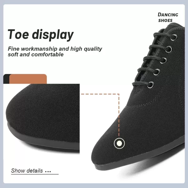 JUODVMP Women amp Men Latin Dance Shoes Practice Tie Up Closed Toe Standard Ballroom Teaching Performance Dance ShoesModel LHDNJBBlack5cmrubber Full Sole2805