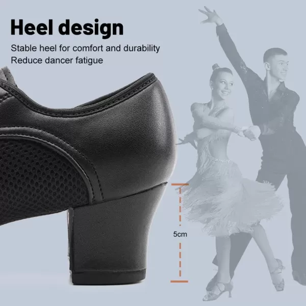 JUODVMP Women amp Men Latin Dance Shoes Practice Tie Up Closed Toe Standard Ballroom Teaching Performance Dance ShoesModel LHDNJBBlack5cmrubber Split Sole2801gw