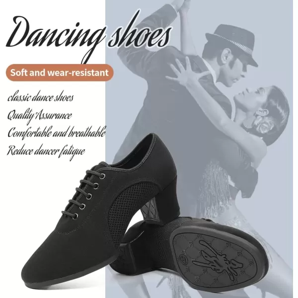 JUODVMP Women amp Men Latin Dance Shoes Practice Tie Up Closed Toe Standard Ballroom Teaching Performance Dance ShoesModel LHDNJBBlack5cmrubber Split Sole2805