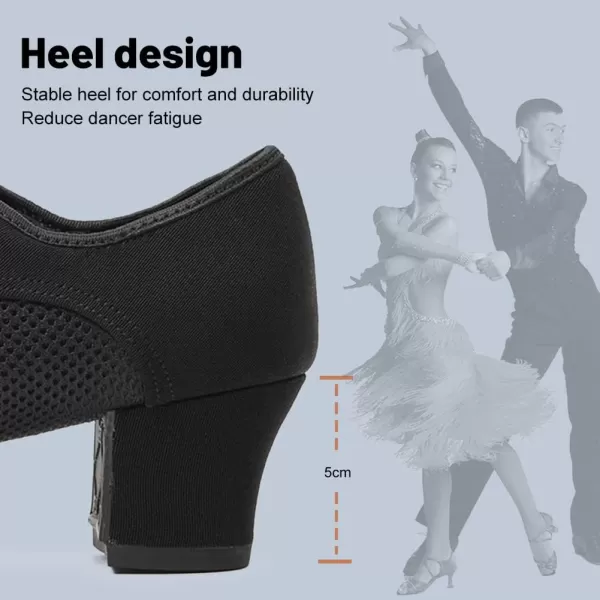 JUODVMP Women amp Men Latin Dance Shoes Practice Tie Up Closed Toe Standard Ballroom Teaching Performance Dance ShoesModel LHDNJBBlack5cmrubber Split Sole2805