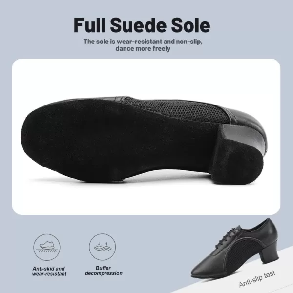 JUODVMP Women amp Men Latin Dance Shoes Practice Tie Up Closed Toe Standard Ballroom Teaching Performance Dance ShoesModel LHDNJBBlack5cmsuede Full Sole2801gw