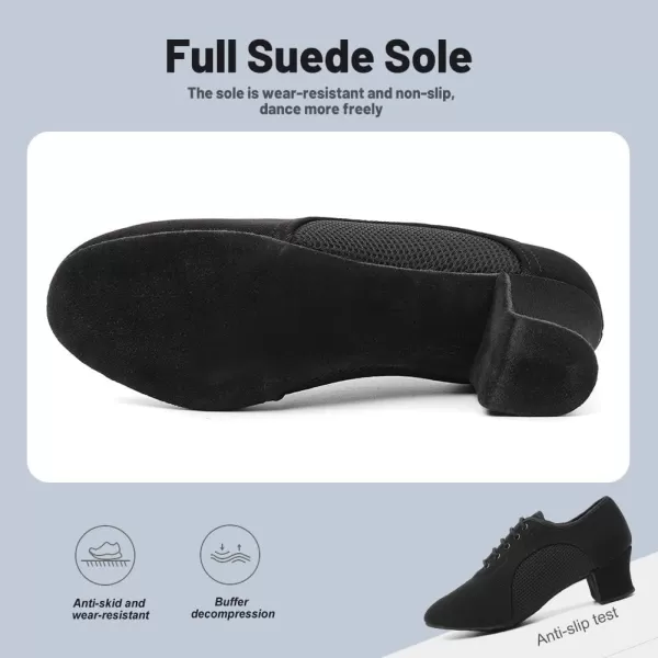 JUODVMP Women amp Men Latin Dance Shoes Practice Tie Up Closed Toe Standard Ballroom Teaching Performance Dance ShoesModel LHDNJBBlack5cmsuede Full Sole2805