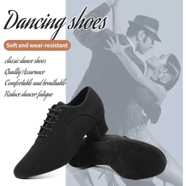 JUODVMP Women amp Men Latin Dance Shoes Practice Tie Up Closed Toe Standard Ballroom Teaching Performance Dance ShoesModel LHDNJBBlack5cmsuede Full Sole2805