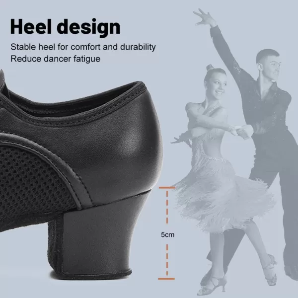 JUODVMP Women amp Men Latin Dance Shoes Practice Tie Up Closed Toe Standard Ballroom Teaching Performance Dance ShoesModel LHDNJBBlack5cmsuede Full Sole2801gw