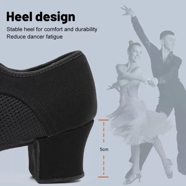 JUODVMP Women amp Men Latin Dance Shoes Practice Tie Up Closed Toe Standard Ballroom Teaching Performance Dance ShoesModel LHDNJBBlack5cmsuede Full Sole2805