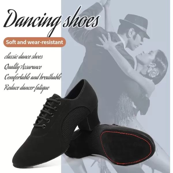 JUODVMP Women amp Men Latin Dance Shoes Practice Tie Up Closed Toe Standard Ballroom Teaching Performance Dance ShoesModel LHDNJBBlack5cmsuede Split Sole2805