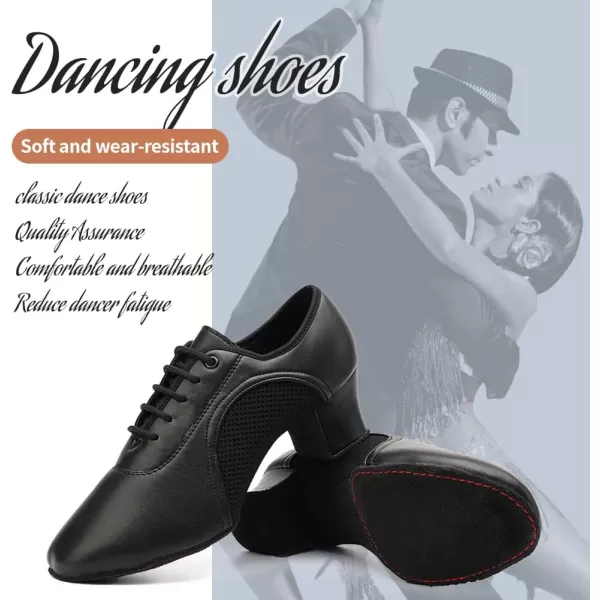 JUODVMP Women amp Men Latin Dance Shoes Practice Tie Up Closed Toe Standard Ballroom Teaching Performance Dance ShoesModel LHDNJBBlack5cmsuede Split Sole2801gw